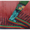 Sanskriti Vintage Green/Red Sarees Pure Georgette Hand Beaded Fabric Craft Sari