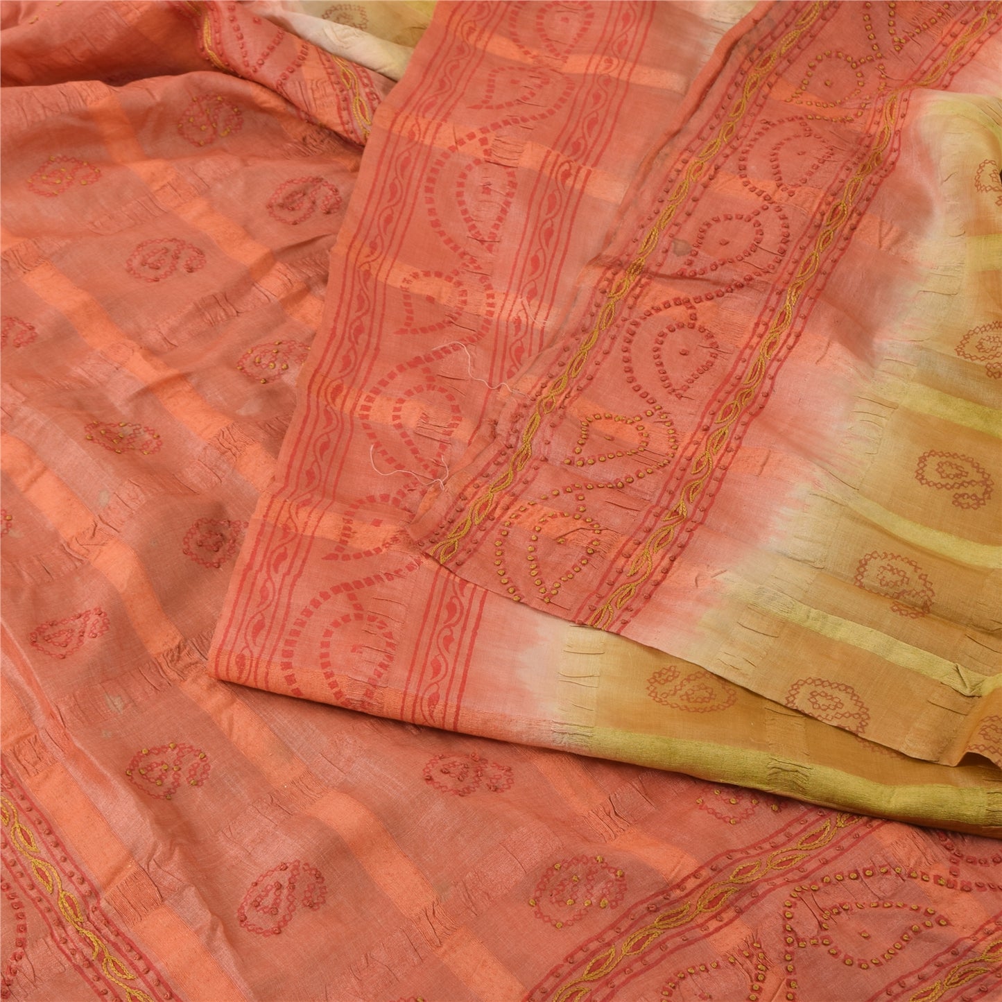 Sanskriti Vintage Sarees Pure Silk Hand Embroidered Printed Premium Fabric Sari