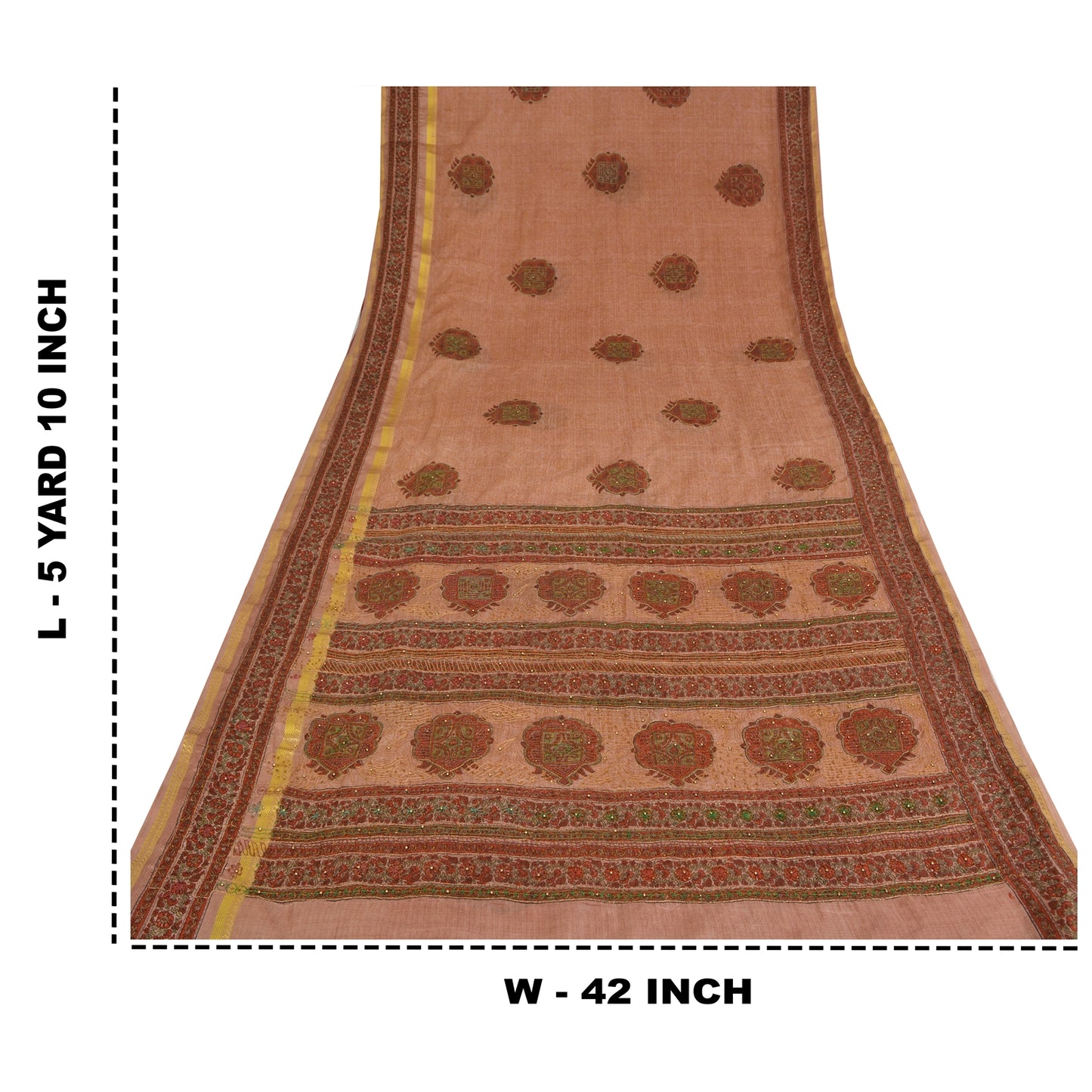 Sanskriti Vintage Mauve Sarees Art Silk Hand Beaded Ethnic Sari 5yd Craft Fabric
