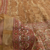 Sanskriti Vintage Brown & Cream Sarees Cotton Silk Hand Beaded Craft Fabric Sari