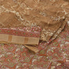 Sanskriti Vintage Brown & Cream Sarees Cotton Silk Hand Beaded Craft Fabric Sari