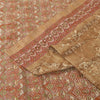 Sanskriti Vintage Brown & Cream Sarees Cotton Silk Hand Beaded Craft Fabric Sari