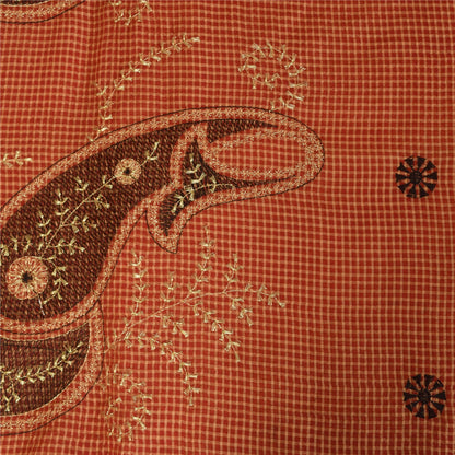 Sanskriti Vintage Dark Red Sarees Pure Cotton Embroidered Woven 5+YD Fabric Sari
