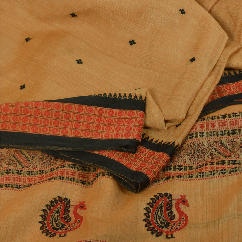 Sankriti Vintage Cream Sarees Pure Cotton Hand Woven Premium Sari Craft Fabric