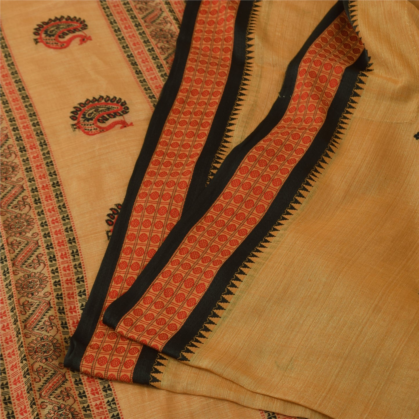 Sankriti Vintage Cream Sarees Pure Cotton Hand Woven Premium Sari Craft Fabric
