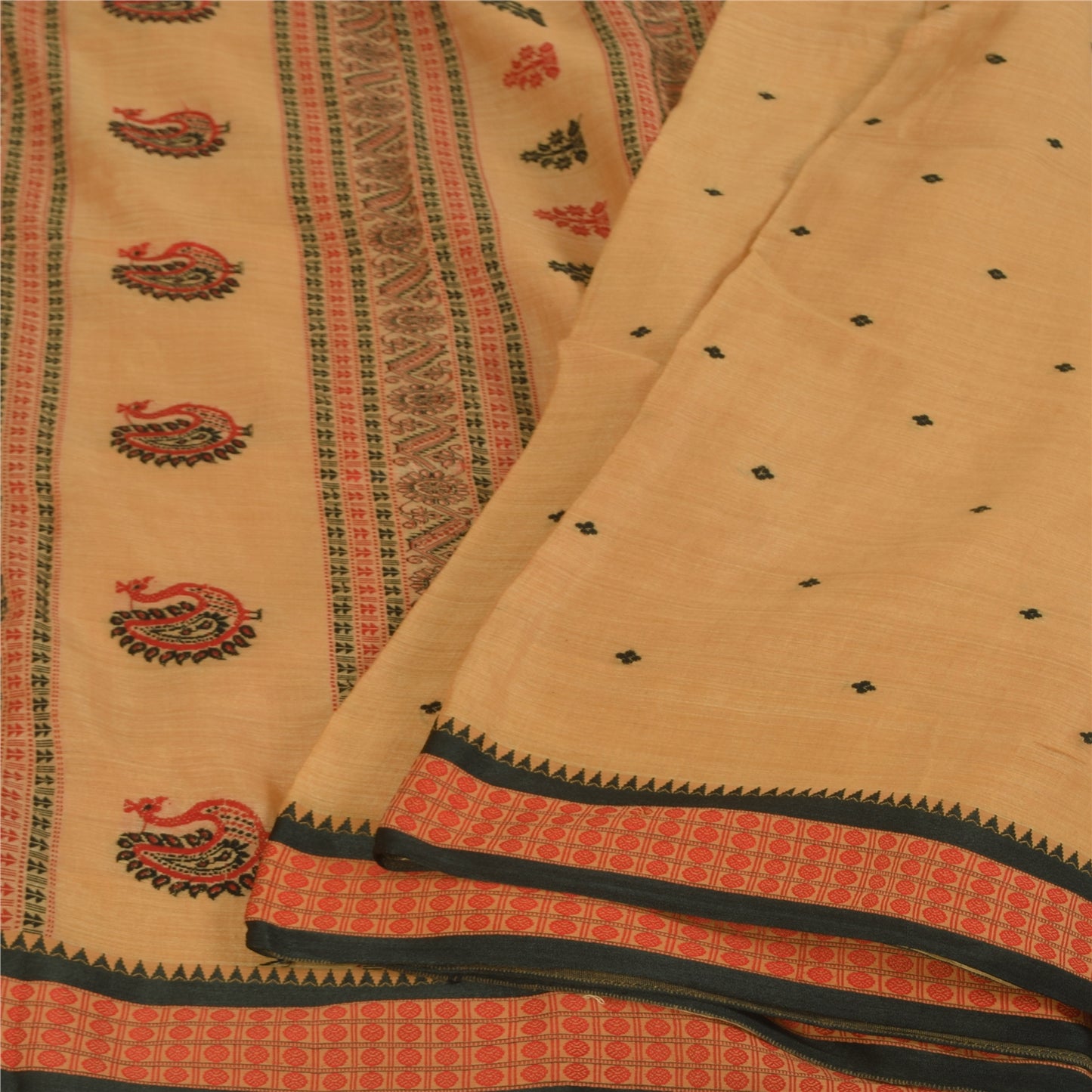 Sankriti Vintage Cream Sarees Pure Cotton Hand Woven Premium Sari Craft Fabric