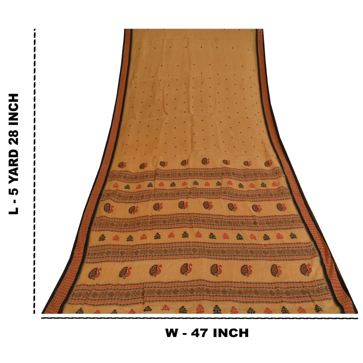 Sankriti Vintage Cream Sarees Pure Cotton Hand Woven Premium Sari Craft Fabric