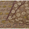 Sanskriti Vintage Brown Sarees Net Mesh Hand Beaded Woven Sari 5yrd Craft Fabric