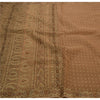 Sanskriti Vintage Brown Sarees Cotton Hand Beaded Painted Craft Fabric Sari