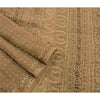 Sanskriti Vintage Brown Sarees Cotton Hand Beaded Painted Craft Fabric Sari