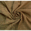 Sanskriti Vintage Brown Sarees Cotton Hand Beaded Painted Craft Fabric Sari