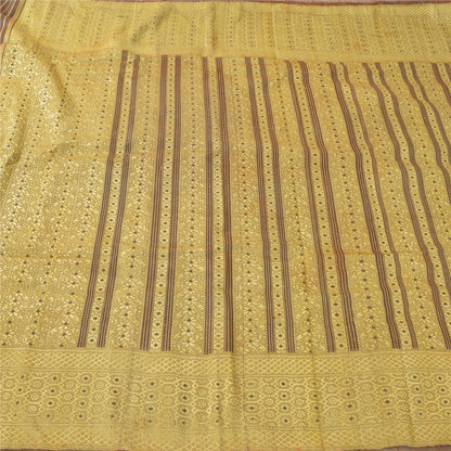 Sanskriti Vintage Indian Brown Sarees Blend Silk Woven Premium Sari Craft Fabric