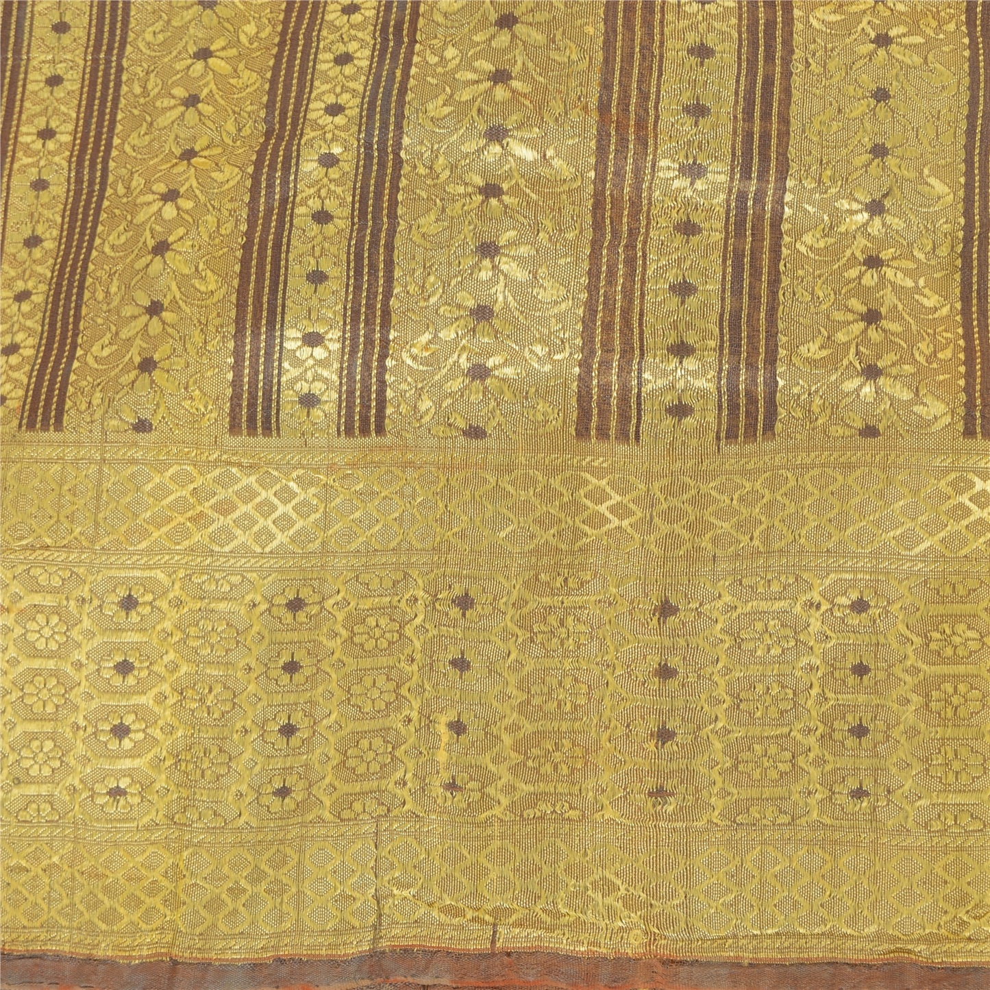 Sanskriti Vintage Indian Brown Sarees Blend Silk Woven Premium Sari Craft Fabric