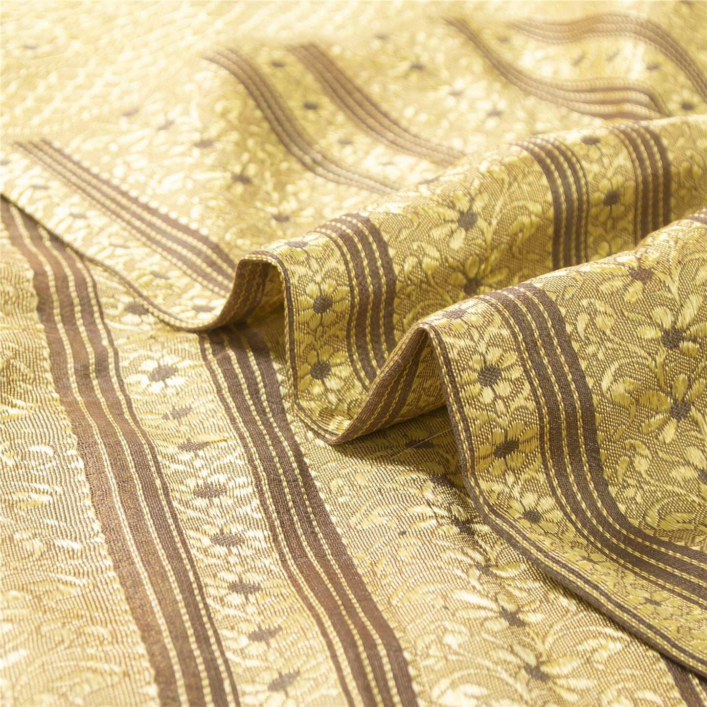 Sanskriti Vintage Indian Brown Sarees Blend Silk Woven Premium Sari Craft Fabric