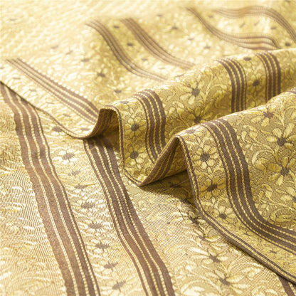 Sanskriti Vintage Indian Brown Sarees Blend Silk Woven Premium Sari Craft Fabric