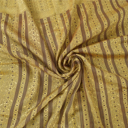 Sanskriti Vintage Indian Brown Sarees Blend Silk Woven Premium Sari Craft Fabric