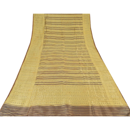 Sanskriti Vintage Indian Brown Sarees Blend Silk Woven Premium Sari Craft Fabric