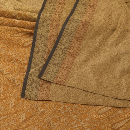 Sanskriti Vintage Indian Brown Sarees Pure Cotton Woven Premium Sari 5yd Fabric