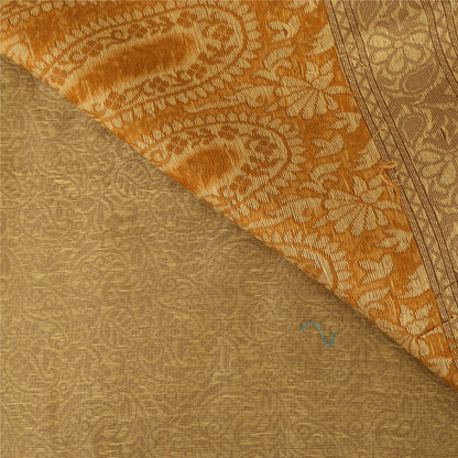 Sanskriti Vintage Indian Brown Sarees Pure Cotton Woven Premium Sari 5yd Fabric