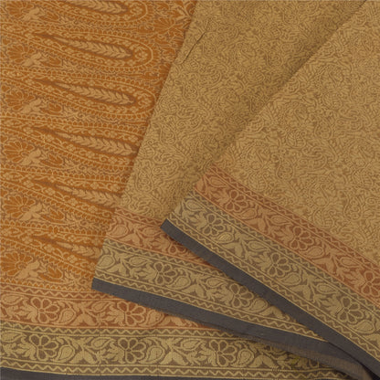 Sanskriti Vintage Indian Brown Sarees Pure Cotton Woven Premium Sari 5yd Fabric