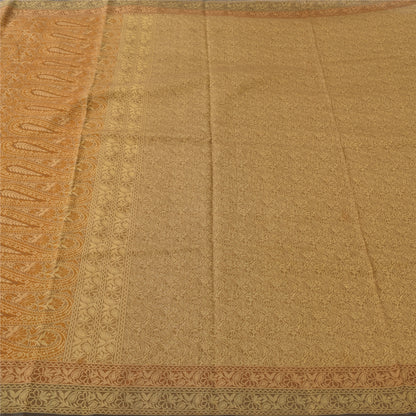 Sanskriti Vintage Indian Brown Sarees Pure Cotton Woven Premium Sari 5yd Fabric