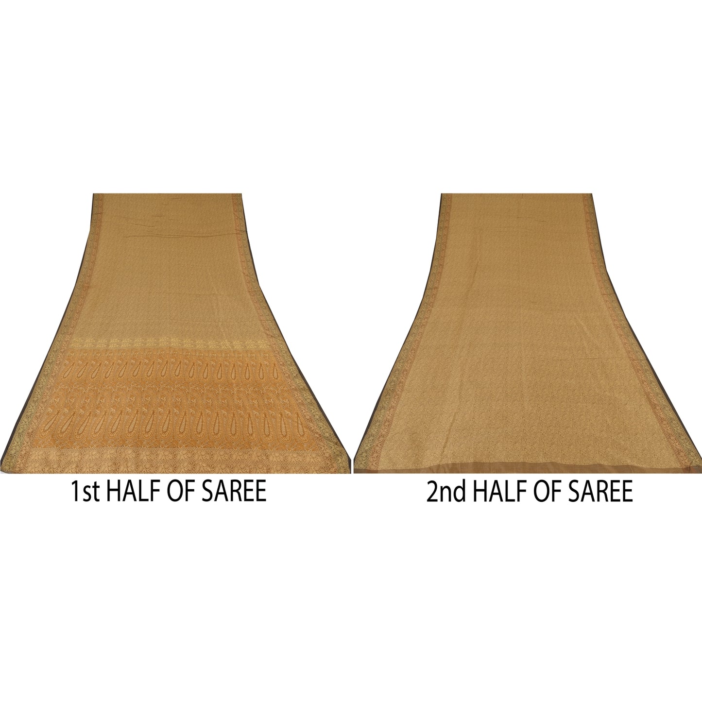 Sanskriti Vintage Indian Brown Sarees Pure Cotton Woven Premium Sari 5yd Fabric