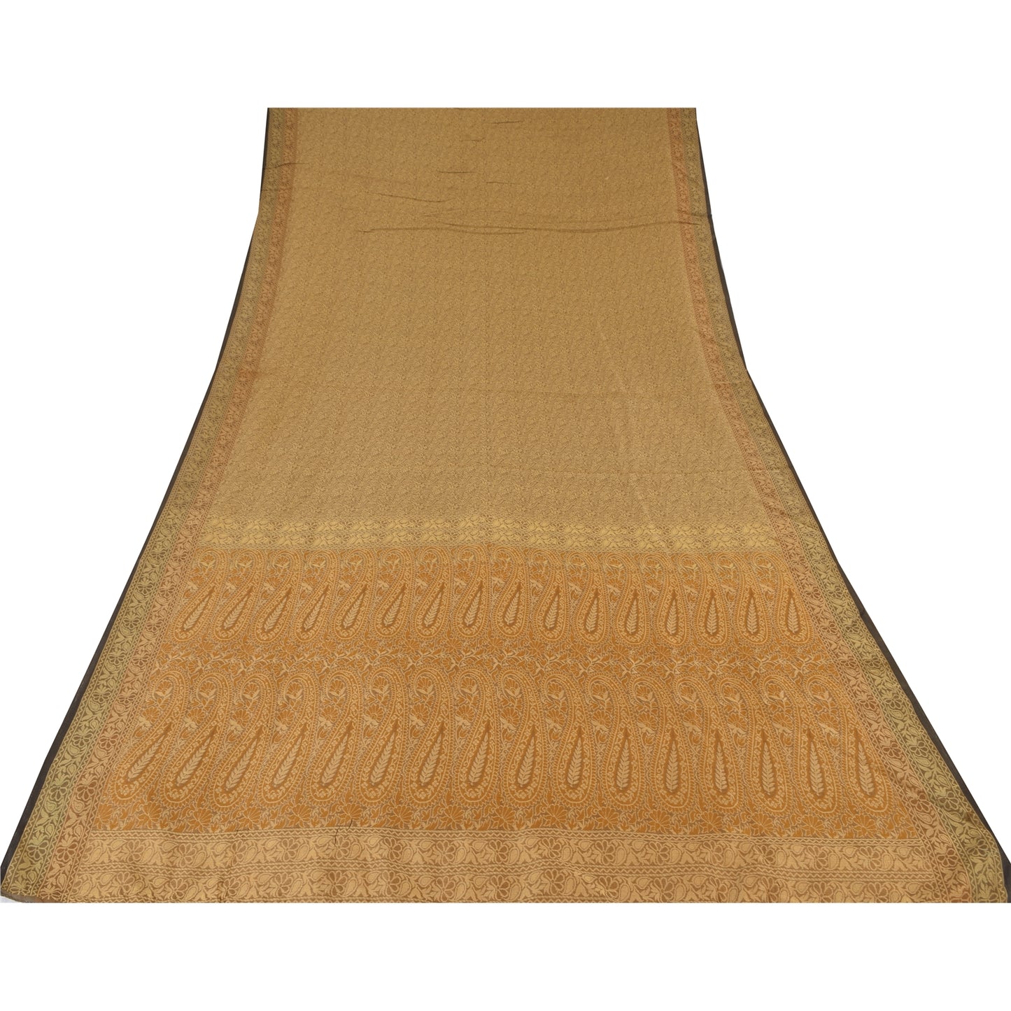 Sanskriti Vintage Indian Brown Sarees Pure Cotton Woven Premium Sari 5yd Fabric
