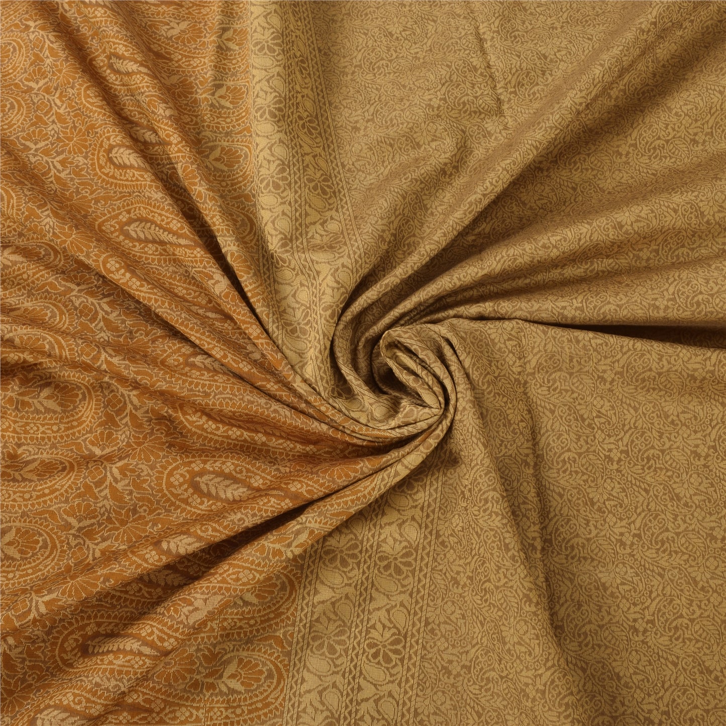 Sanskriti Vintage Indian Brown Sarees Pure Cotton Woven Premium Sari 5yd Fabric