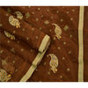 Sanskriti Vintage Indian Sari Art Silk Embroidered Brown Craft Fabric Sarees