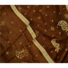Sanskriti Vintage Indian Sari Art Silk Embroidered Brown Craft Fabric Sarees