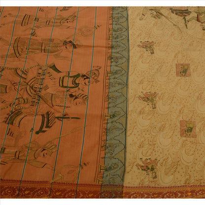 Sanskriti Vintage Sarees Blend Cotton Woven Painted Fabric Human Design Sari