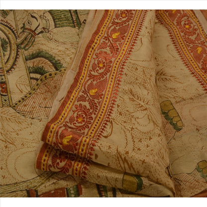 Sanskriti Vintage Sarees Blend Cotton Woven Painted Fabric Human Design Sari