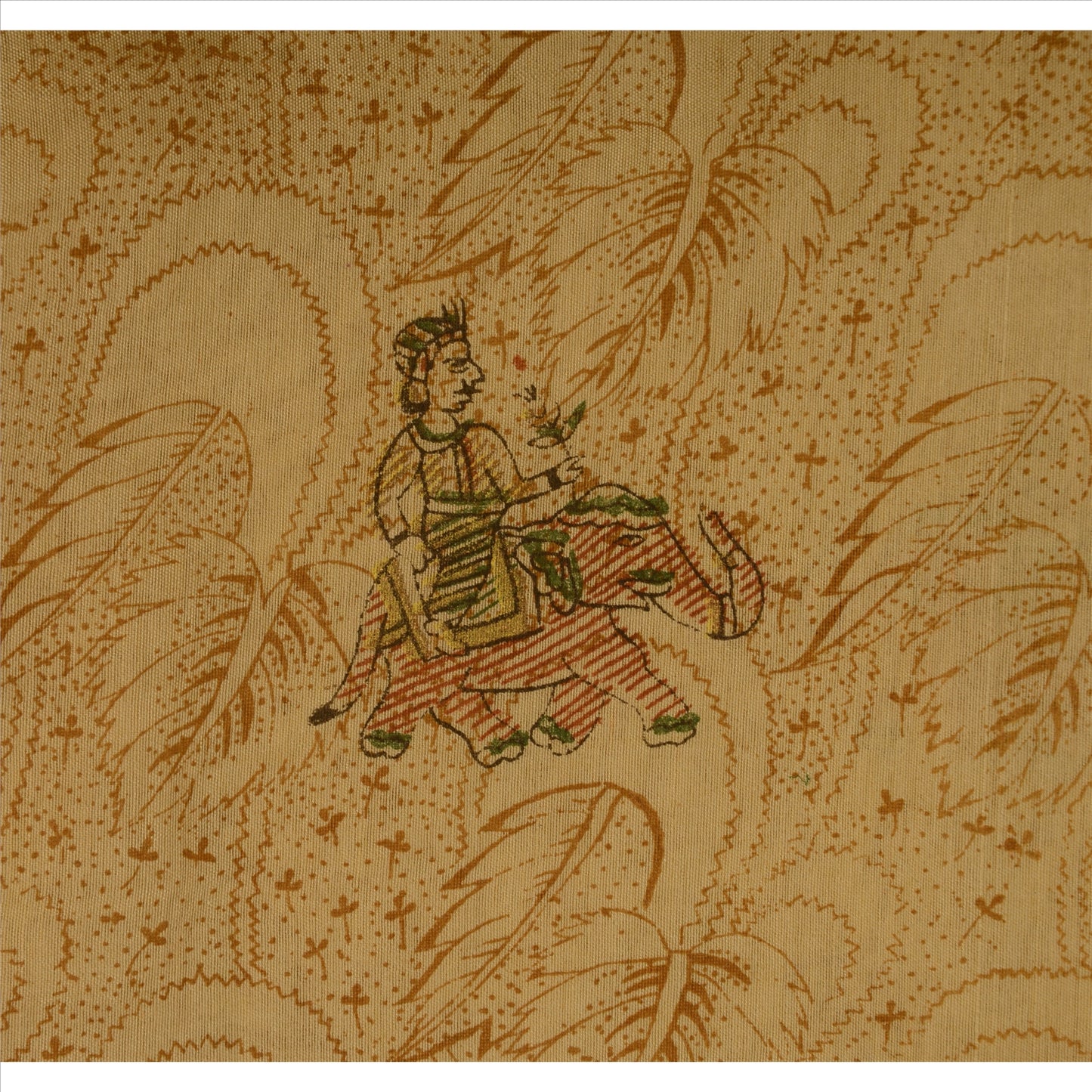 Sanskriti Vintage Sarees Blend Cotton Woven Painted Fabric Human Design Sari