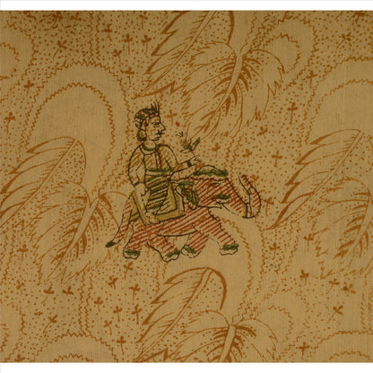 Sanskriti Vintage Sarees Blend Cotton Woven Painted Fabric Human Design Sari