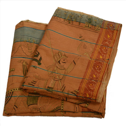 Sanskriti Vintage Sarees Blend Cotton Woven Painted Fabric Human Design Sari