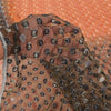 Sanskriti Vintage Orange/Gray Sarees Net Mesh Hand Beaded Sari 5yd Craft Fabric