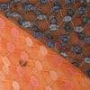Sanskriti Vintage Orange/Gray Sarees Net Mesh Hand Beaded Sari 5yd Craft Fabric