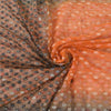 Sanskriti Vintage Orange/Gray Sarees Net Mesh Hand Beaded Sari 5yd Craft Fabric