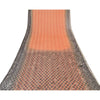 Sanskriti Vintage Orange/Gray Sarees Net Mesh Hand Beaded Sari 5yd Craft Fabric
