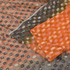 Sanskriti Vintage Orange/Gray Sarees Net Mesh Hand Beaded Sari 5yd Craft Fabric