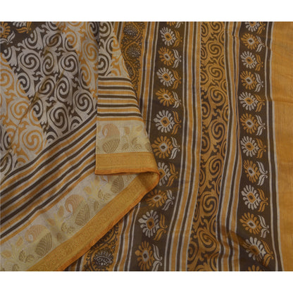 Sanskriti Vintage Black Sarees Art Silk Printed Woven Fabric Craft Premium Sari