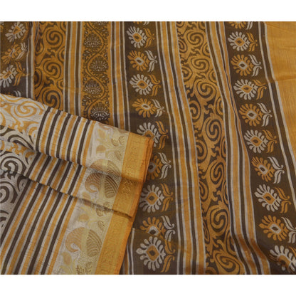 Sanskriti Vintage Black Sarees Art Silk Printed Woven Fabric Craft Premium Sari