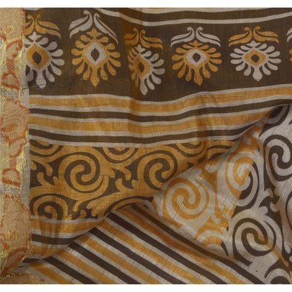 Sanskriti Vintage Black Sarees Art Silk Printed Woven Fabric Craft Premium Sari