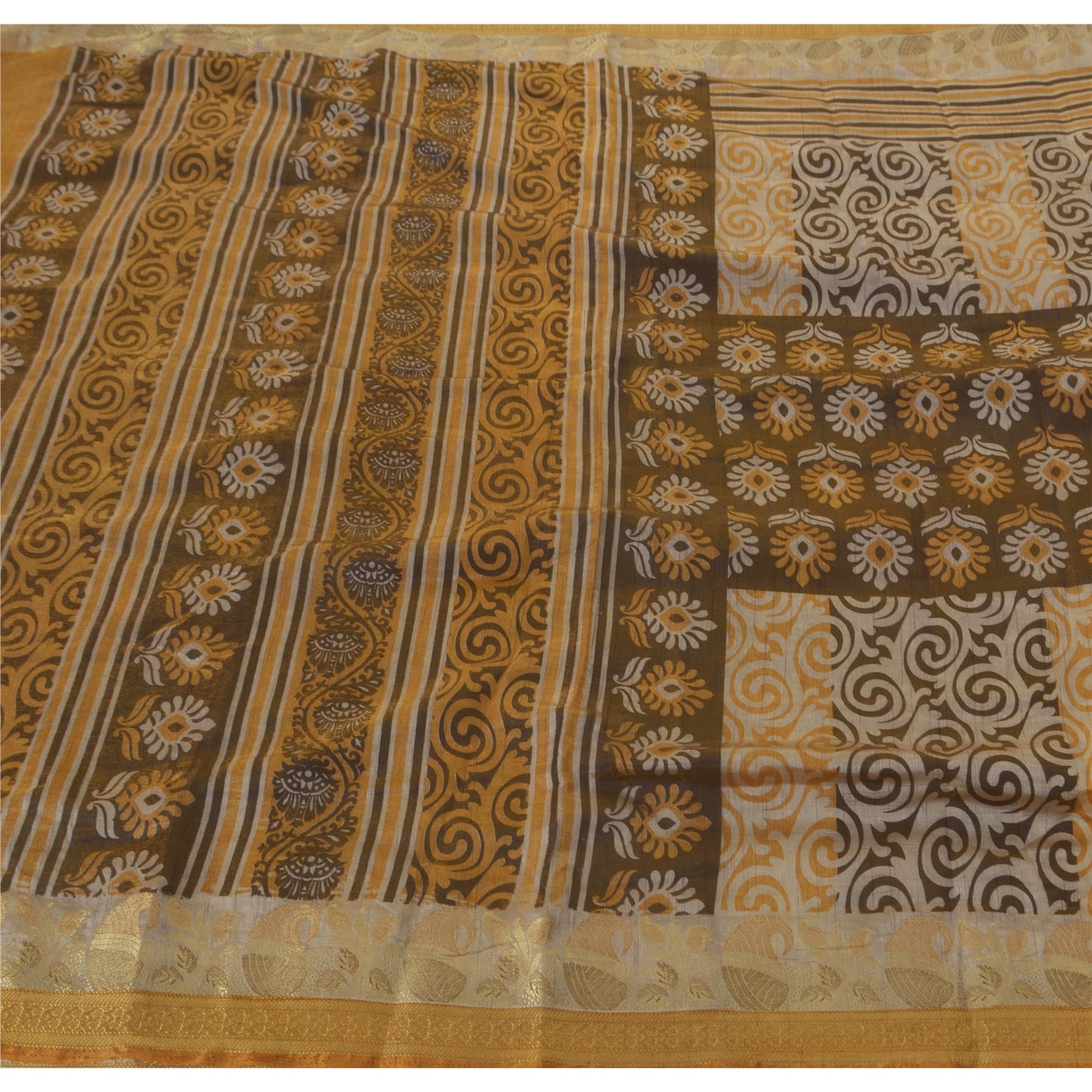 Sanskriti Vintage Black Sarees Art Silk Printed Woven Fabric Craft Premium Sari