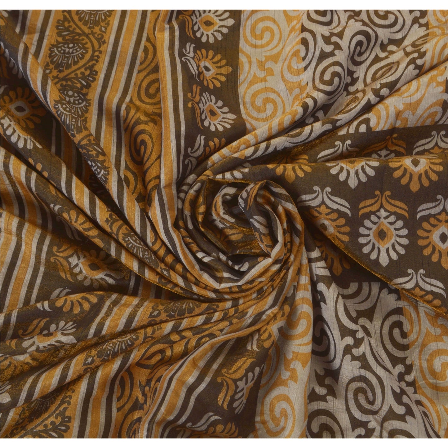 Sanskriti Vintage Black Sarees Art Silk Printed Woven Fabric Craft Premium Sari