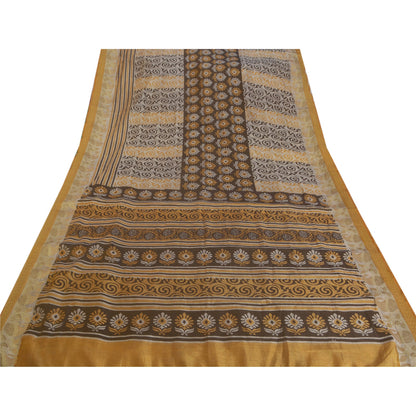 Sanskriti Vintage Black Sarees Art Silk Printed Woven Fabric Craft Premium Sari