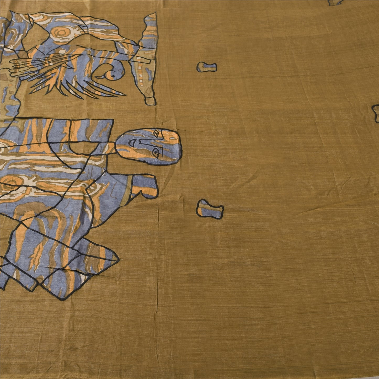 Sanskriti Vintage Brown Saree Blend Silk Embroidery Fabric Patch 5 YD Craft Sari