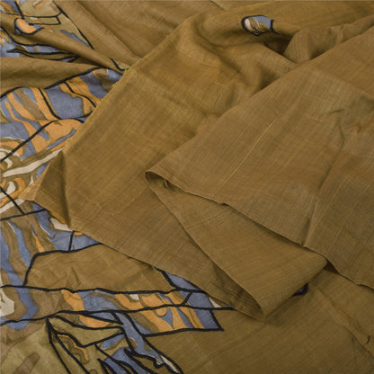Sanskriti Vintage Brown Saree Blend Silk Embroidery Fabric Patch 5 YD Craft Sari