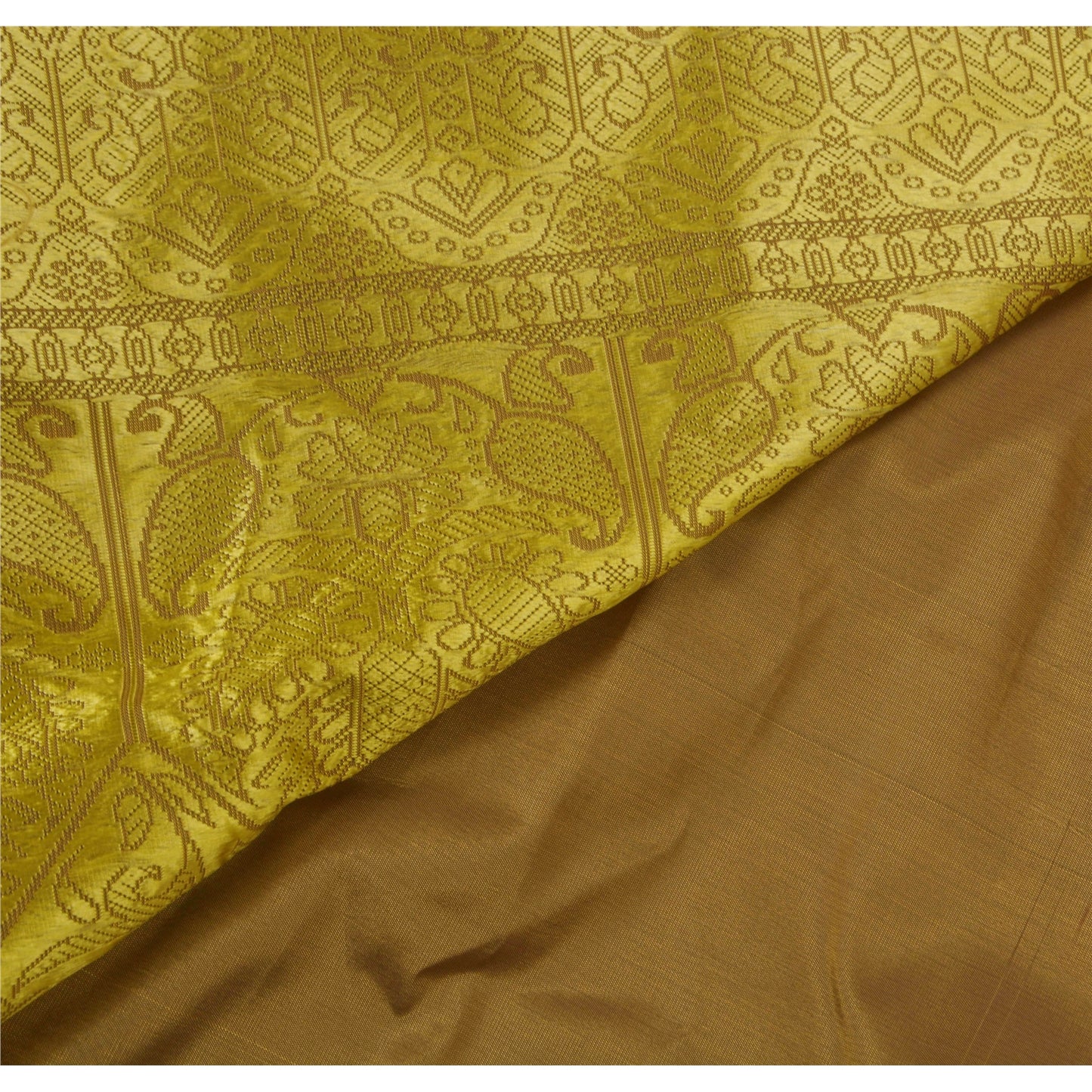 Sanskriti Vintage Green Sarees Art Silk Woven Premium Soft Fabric 5Yd Craft Sari