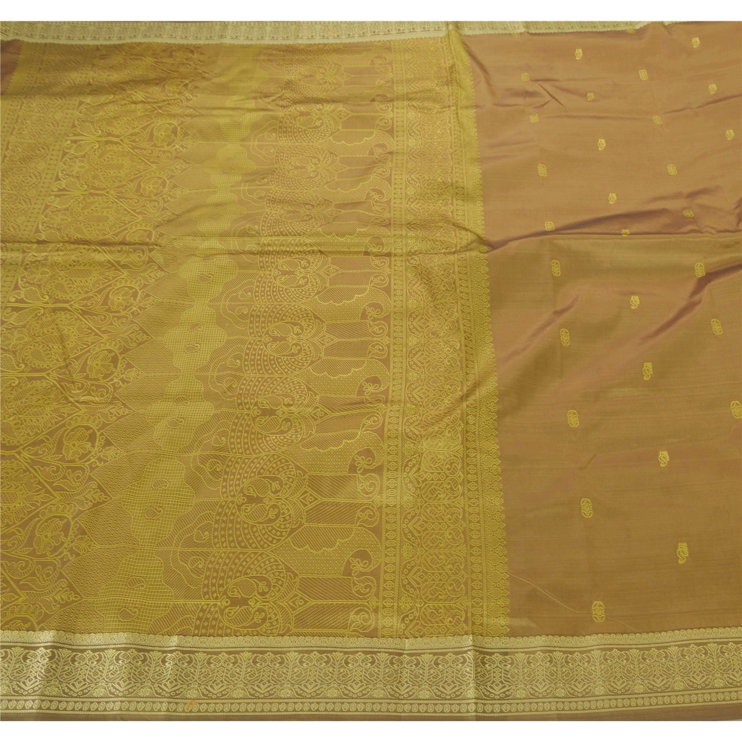 Sanskriti Vintage Green Sarees Art Silk Woven Premium Soft Fabric 5Yd Craft Sari